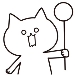 色加工ok　ねこ素材No.157 プレート_ビックリ