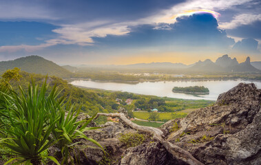 Phu Sub Lek Green Mountains with lake at Lopburi province in Thailand.