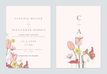 Floral wedding invitation card template design, flower bouquet © momosama