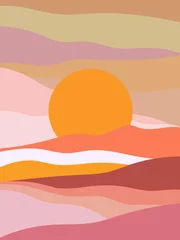 Fototapeten Lila Beautiful mountain hill view landscape vector illustration background.  © Suryadi