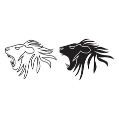 Lion head line art drawing style, the head sketch black linear isolated on white background, the best lion head vector illustration.