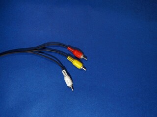 Video cables in blue background 