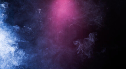 The atmosphere is foggy or white smoke. with red light and black background Dark for create a background image.