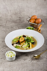 vegetables stir fry or indonesian capcay is Indo chinese fusion food at white plate