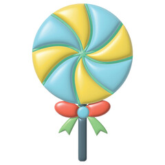 Rainbow swirl lollipop 3d icon