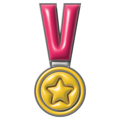 3D quality guarantee vector medal with star and ribbon