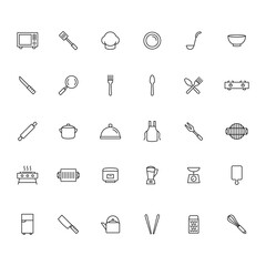 Kitchen line icon set. Editable vector stroke