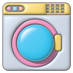 3D rendering washing machine cartoon style