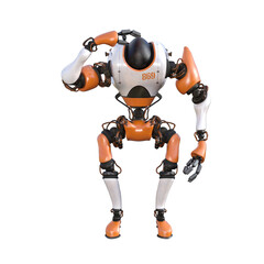 Cartoon character roboter isolated on white background. Character for collages, Clipart, photobashing. 3d rendering illustration.