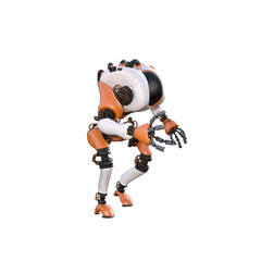 Cartoon character roboter isolated on white background. Character for collages, Clipart, photobashing. 3d rendering illustration.