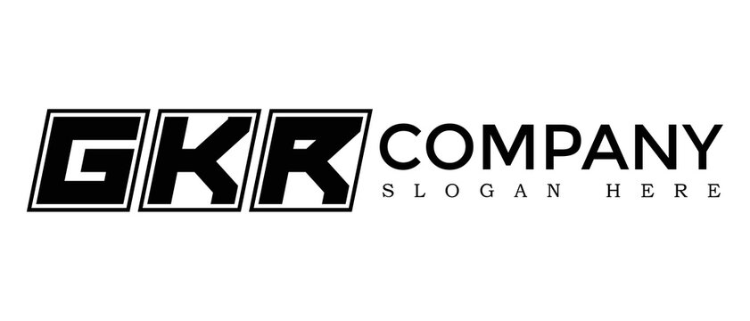 GKR three Letter Rounded rectangle boxes shape element symbol digital initial technology Media business logo design, Vector Template