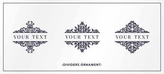 Decorative vector luxury set filigree vintage ornament elements: silver dividers or border decoration. Combinations for retro design, greeting cards, certificates, invitations and other ornate