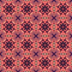 Seamless Background Retro Garden Nature Aboriginal Floral Damask Traditional Pattern Art