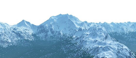 Snowy mountains Isolate on white background 3d illustration - 520714597