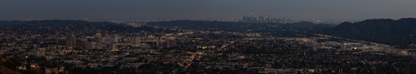 Panorama of Glendale skyline with the Los Angeles skyline in the distance