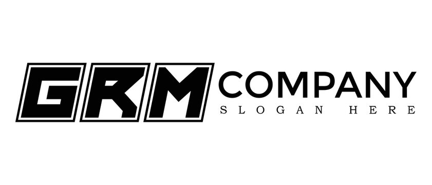 GRM three Letter Rounded rectangle boxes shape element symbol digital initial technology Media business logo design, Vector Template