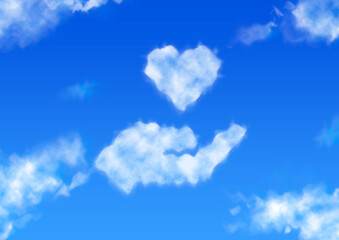 Nubes con forma de mano sujetando corazón. Nubes en medio del cielo. Textura de nubes. Fondo de cielo soleado. Donación