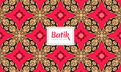 Batik Indonesian Chinese traditional floral patterns Vector Red
