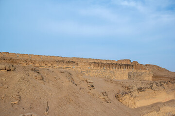 Pachacamac Sanctuary, an ancient archaeological site on the Pacific coast south of Lima, Peru. Sun Temple