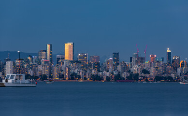Obraz premium Vancouver BC Canada Skylines at Night. Vancouver is the third most populous metropolitan area in Canada