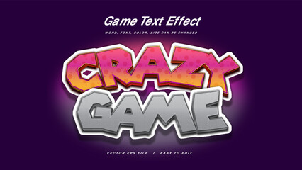 Crazy Game text effect cartoon style editable