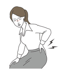 腰痛の女性のイラスト素材 ベクター 白シャツ