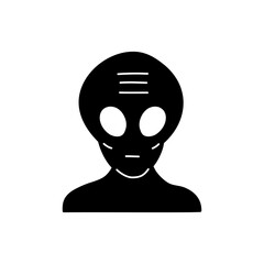 Hand drawn alien face isolated on white background. Vector doodle illustration..