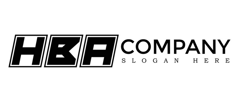 HBA three Letter Rounded rectangle boxes shape element symbol digital initial technology Media business logo design, Vector Template