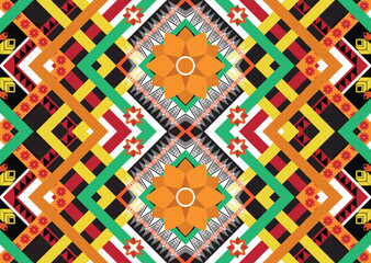 Geometric ethnic flower pattern for background,fabric,wrapping,clothing,wallpaper,Batik,carpet,embroidery style.