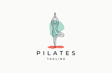 Pilates yoga logo icon design template flat vector illustration