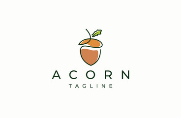 Acorn logo icon design template flat vector illustration - obrazy, fototapety, plakaty