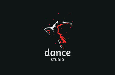 Dance logo icon design template flat vector illustration