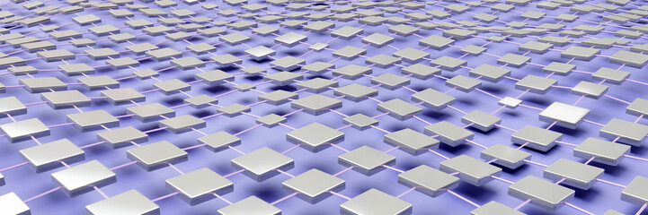 Abstract network background. Cube particle and line grid. Digital technology
