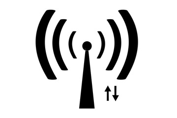 3D wifi sign symbol black white background isolated