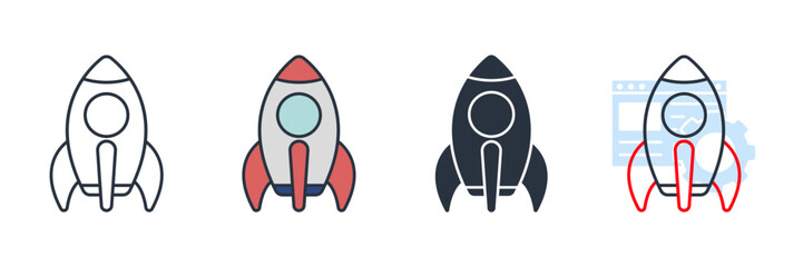 Rocket icon logo vector illustration. startup symbol template for graphic and web design collection