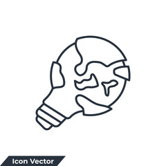 global solution icon logo vector illustration. light bulb and globe symbol template for graphic and web design collection