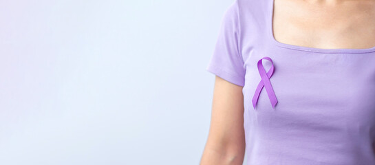 purple Ribbon for Violence, Pancreatic, Esophageal, Testicular cancer, Alzheimer, epilepsy, lupus,...