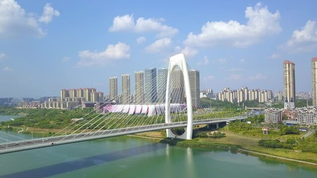 Aerial photography of Qingshan Bridge in Nanning, Guangxi, China