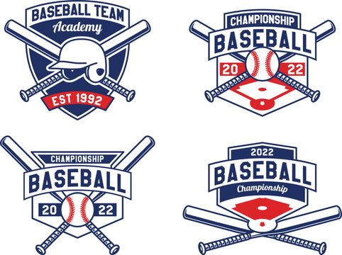 Logo Set of Hand Drawn Baseball Emblems of teams and competitions Badge