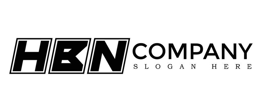 HBN three Letter Rounded rectangle boxes shape element symbol digital initial technology Media business logo design, Vector Template