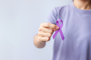 purple Ribbon for Violence, Pancreatic, Esophageal, Testicular cancer, Alzheimer, epilepsy, lupus,...