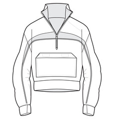 winter jacket long sleeve anorak, wind breaker, wind cheater fashion flat sketch vector illustration © SQB Creation 