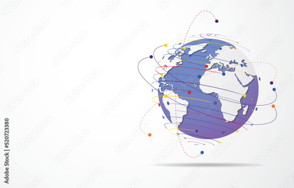 Canvas Prints Global network connection. World map point and line composition concept of global business. Vector Illustration