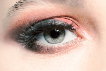 Female eye with beautiful make-up close-up.
