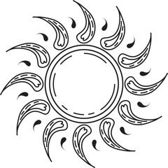 Happy Hot Summer Sun Drawn Art Doodle Character illustration Icon