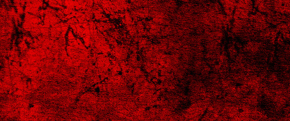 Red grunge texture background of cement plaster wall with cracks, red grunge wall texture. dark red grunge background. Horror Cement texture, wall full of scratches, Scary dark wall, grungy cement.
