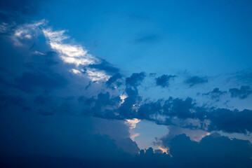 Beautiful blue cloudy sky with lights