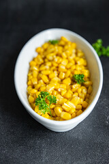 corn plate maize boiled fresh healthy meal food snack diet on the table copy space food background rustic 