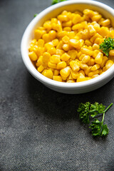 corn plate maize boiled fresh healthy meal food snack diet on the table copy space food background rustic 