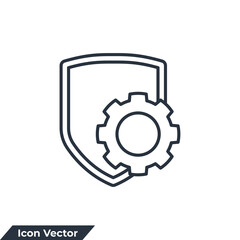 gear and shield icon logo vector illustration. management security symbol template for graphic and web design collection